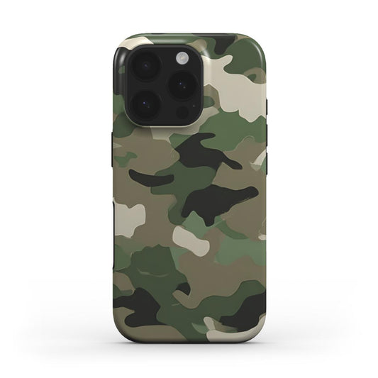 Camouflage Desert Woodland MagSafe Tough Handyhülle Rückseite mit Tarnmuster