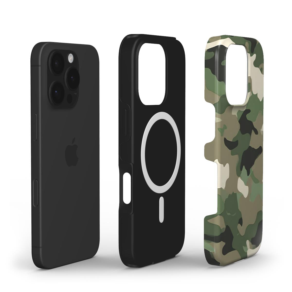 Camouflage Desert Woodland MagSafe Tough Handyhülle mit MagSafe Innenseite und Dual-Layer-Design