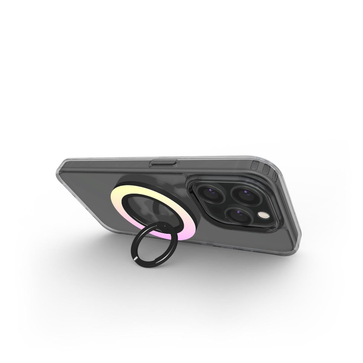 Magnetischer Ringhalter Gelb Pink – Handy im Standmodus