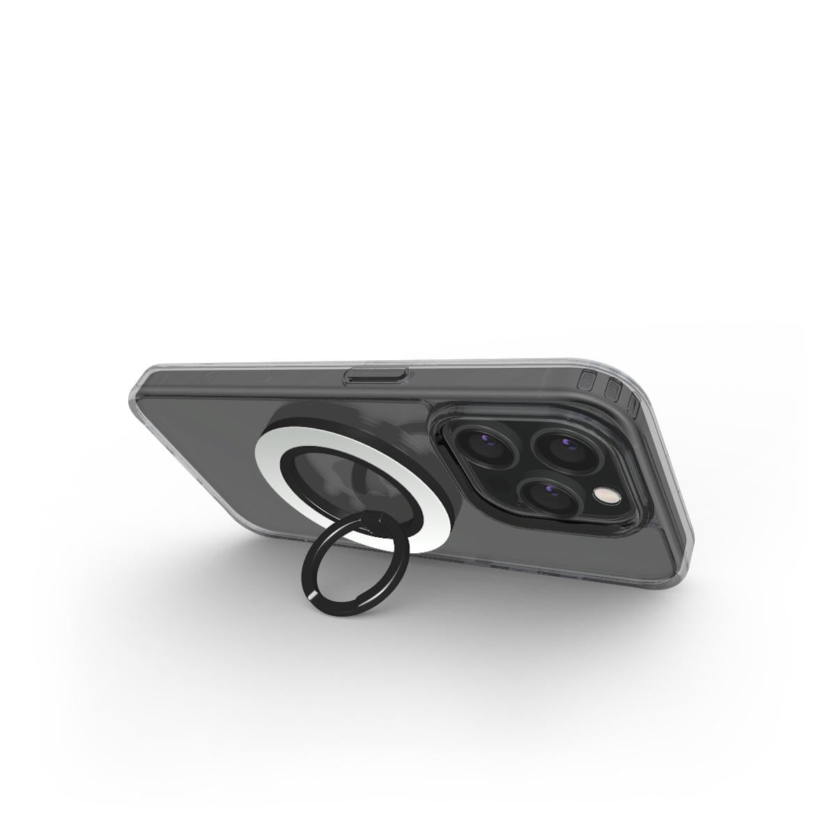 Magnetischer Ringhalter Grau Weiss – Handy im Standmodus