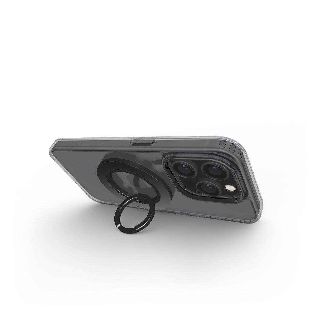 Smartphone liegend mit Ringhalter als Kickstand