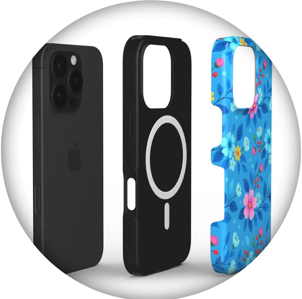 Stoßfeste MagSafe-Hülle mit floralem Design in Blau, kompatibel mit iPhone und Samsung Smartphones