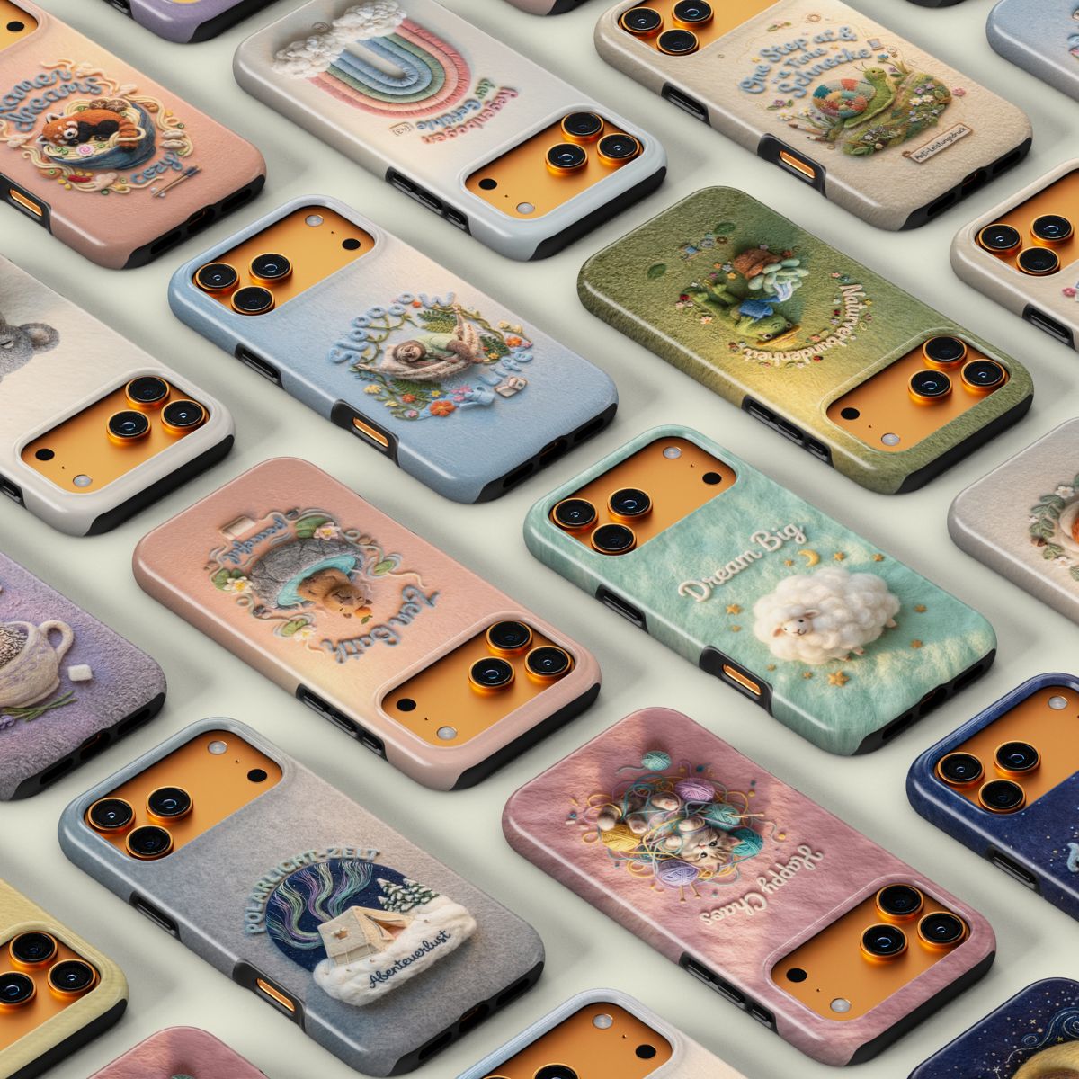 Stoßfeste Handyhüllen mit 3D Filz-Look Design – Kollektion mit niedlichen Needle Felting Motiven wie Füchsen und Capybaras für maximalen Smartphone-Schutz