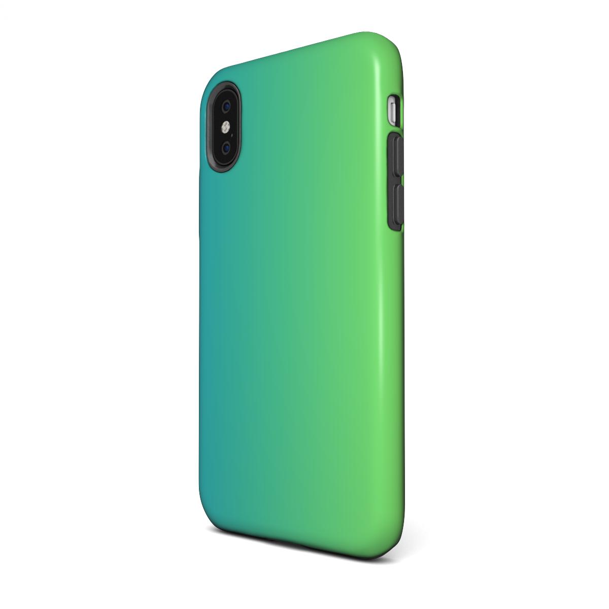 iPhone X / XS Handyhülle mit grün-blauem Farbverlauf, passgenau und stoßfest.