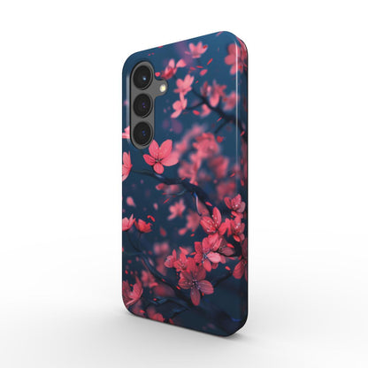 Stoßfeste Sakura Handyhülle mit Kirschblüten-Design, Dual-Layer Aufbau aus PC und TPU, Ansicht schräg