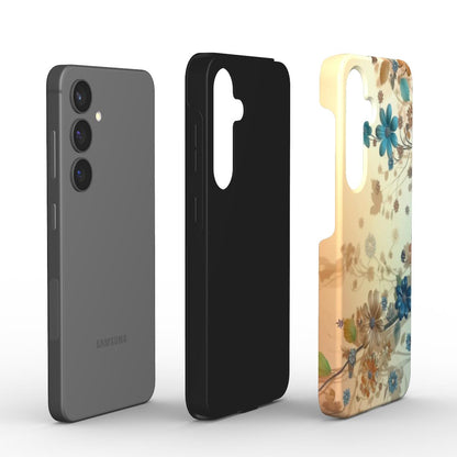 Hülle im floralen Design mit TPU-Innenschicht und PC-Außenschale – Explosionsdarstellung