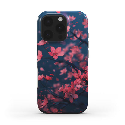 Stoßfeste MagSafe Handyhülle mit floralem Design – Seitenansicht für iPhone