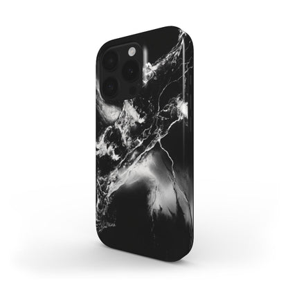 MagSafe Handyhülle in Schwarz-Weiß-Marmor-Optik – Seitenansicht
