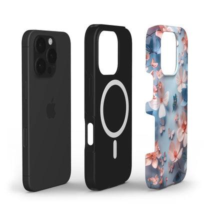 MagSafe Hülle mit floraler Außenschale und TPU-Innenschutz – Explosionsansicht