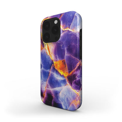 MagSafe Handyhülle mit Kristall-Design in Lila und Orange, seitlich fotografiert