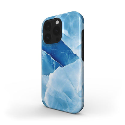 MagSafe Handyhülle Kristall Hellblau – stoßfestes Design mit Marmormuster