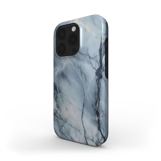 MagSafe Handyhülle in blau-grauem Marmor-Design für iPhone – stoßfester Rundumschutz