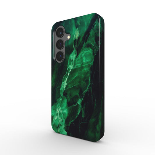 Stoßfeste Handyhülle in dunklem Smaragdgrün mit Marmor-Design – eleganter Schutz für Samsung