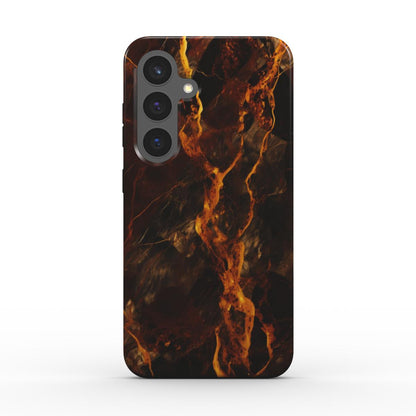 Rückseite der stoßfesten Handyhülle Glühender Marmor – Stylischer Schutz mit Lava-Muster