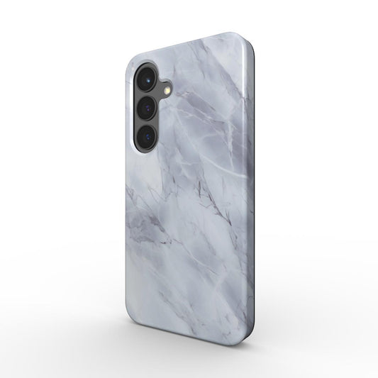Stoßfeste Handyhülle mit grauem Marmor-Design – Seitenansicht auf Samsung Modell