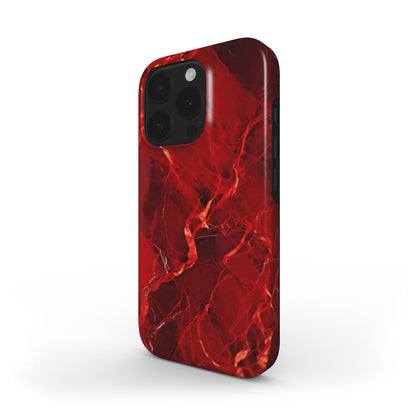 MagSafe Handyhülle in kräftigem Marmor-Rot – Seitenansicht mit elegantem Schutz für iPhone