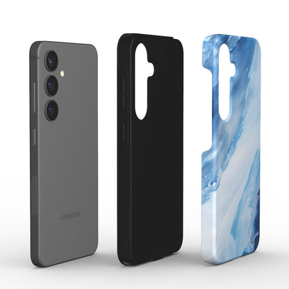 Aufbau der stoßfesten Marmor Blau Hülle – TPU-Innenschicht und PC-Schale mit detailliertem Design