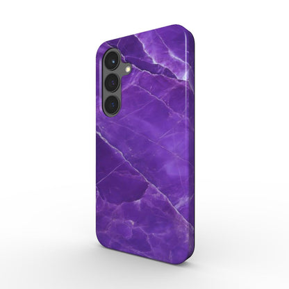 Stoßfeste Handyhülle mit glänzendem Marmor-Look in Lila – Seitenansicht