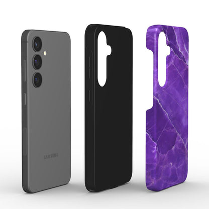 Zweiteilige Hüllenstruktur – TPU-Innenschicht und PC-Außenhülle im Lila-Marmor-Stil