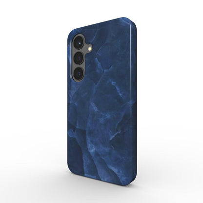 Stoßfeste Handyhülle im Marmor-Design Dunkelblau – Seitenansicht