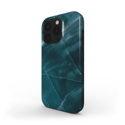 MagSafe Handyhülle mit tiefgrünem Marmor-Design in 3D Ansicht von hinten