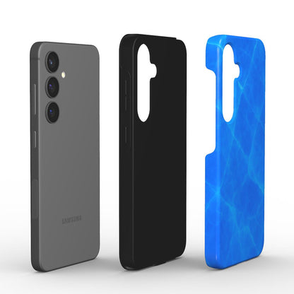 Explosionsansicht der Dual-Layer Handyhülle mit kristallblauem Design für Samsung