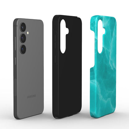 MagSafe Hülle Kristall Türkis – Explosionsansicht mit Innen- und Außenschale