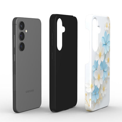 Explosionsansicht der stoßfesten Hülle mit TPU-Schicht und Blumenmotiv außen