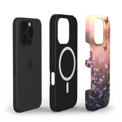 Zweiteilige MagSafe Handyhülle mit floralem Design – Hülle, Innenstruktur und iPhone im Überblick