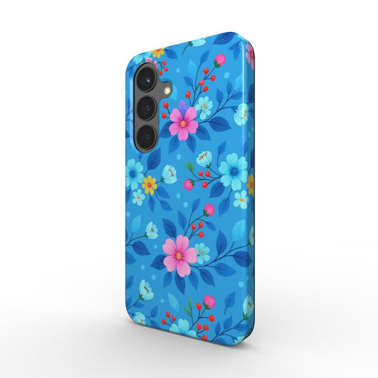 Stoßfeste Handyhülle Blumen Blau