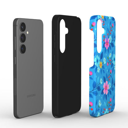 Stoßfeste Handyhülle Blumen Blau