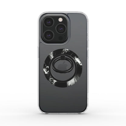 Ringhalter montiert auf transparenter iPhone-Hülle – Rückansicht