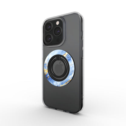 Magnetischer Ringhalter Blau Marmor – Seitenperspektive