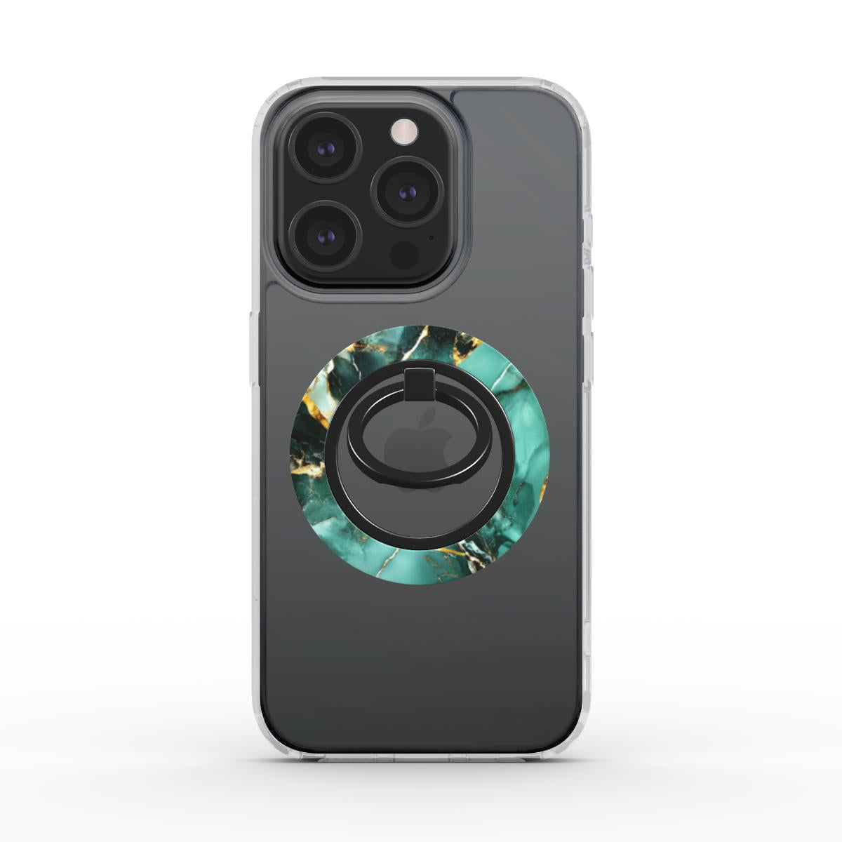 Magnetischer Ringhalter auf transparentem iPhone-Case – Rückseite