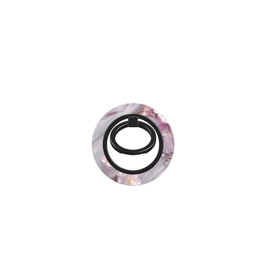 Magnetischer Ringhalter im rosa Marmor-Design mit Blüten und Glitzer – Draufsicht