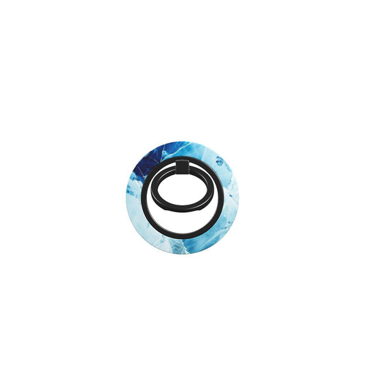 Einzelansicht des magnetischen Ringhalters in blauem Marmor-Design auf weißem Hintergrund, Ring geschlossen.