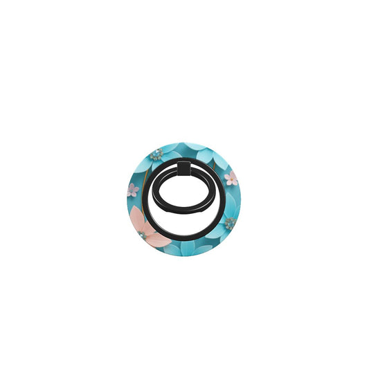 Magnetischer Ringhalter mit Blumen in Blau-Rosa, Ansicht von oben