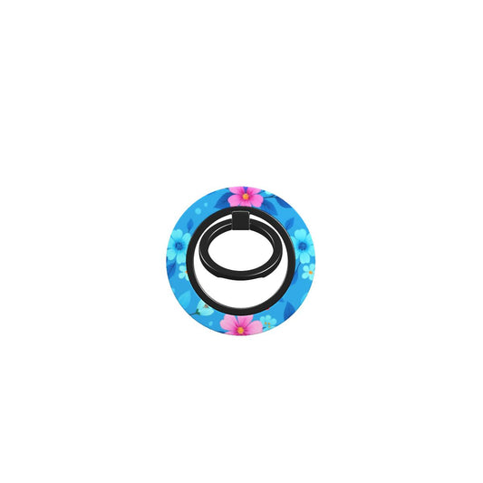 Magnetischer Ringhalter mit floralem Design in Blau und Pink – Produktansicht von oben
