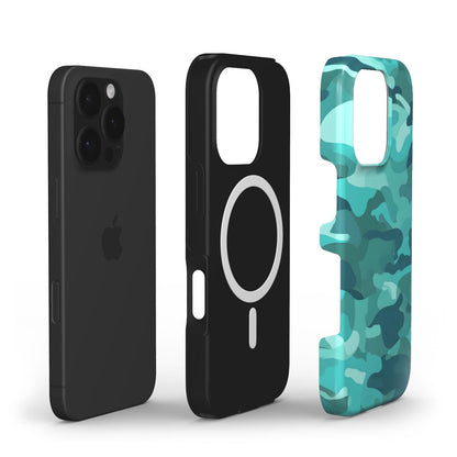 MagSafe Tough Handyhülle – Camouflage Teal Blue Stoßfeste