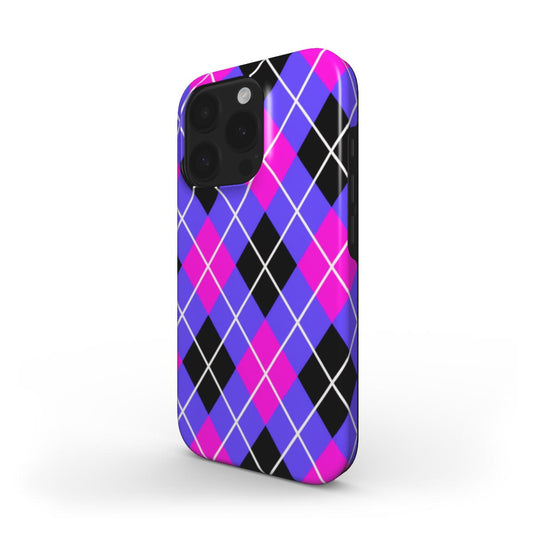 MagSafe Tough Handyhülle – Argyle Pink Lila Schwarz