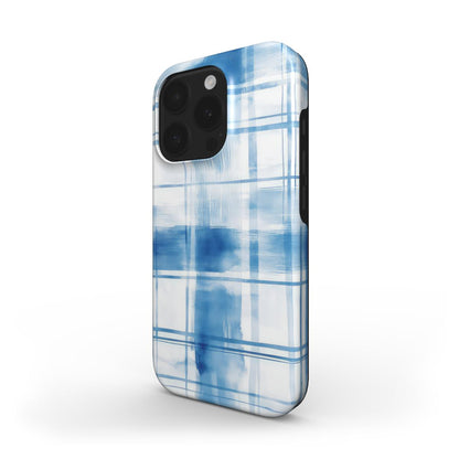 MagSafe Tough Handyhülle – Aquarell Blau Karo