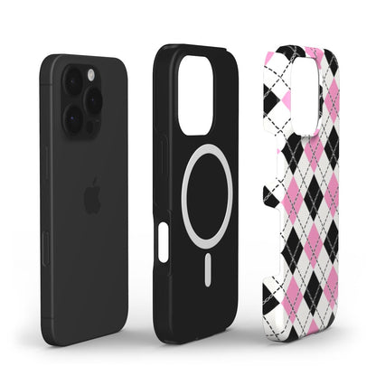 MagSafe Tough Handyhülle – Pink-Schwarz Karo