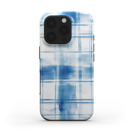 MagSafe Tough Handyhülle – Aquarell Blau Karo