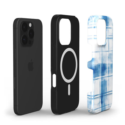 MagSafe Tough Handyhülle – Aquarell Blau Karo