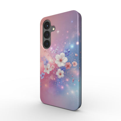 Blütenzauber Stoßfeste Handyhülle – florales Design mit Sternenoptik
