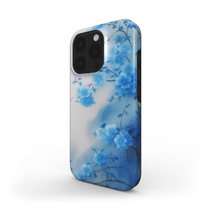 Blue Harmony MagSafe Handyhülle mit blauem Blumenmotiv