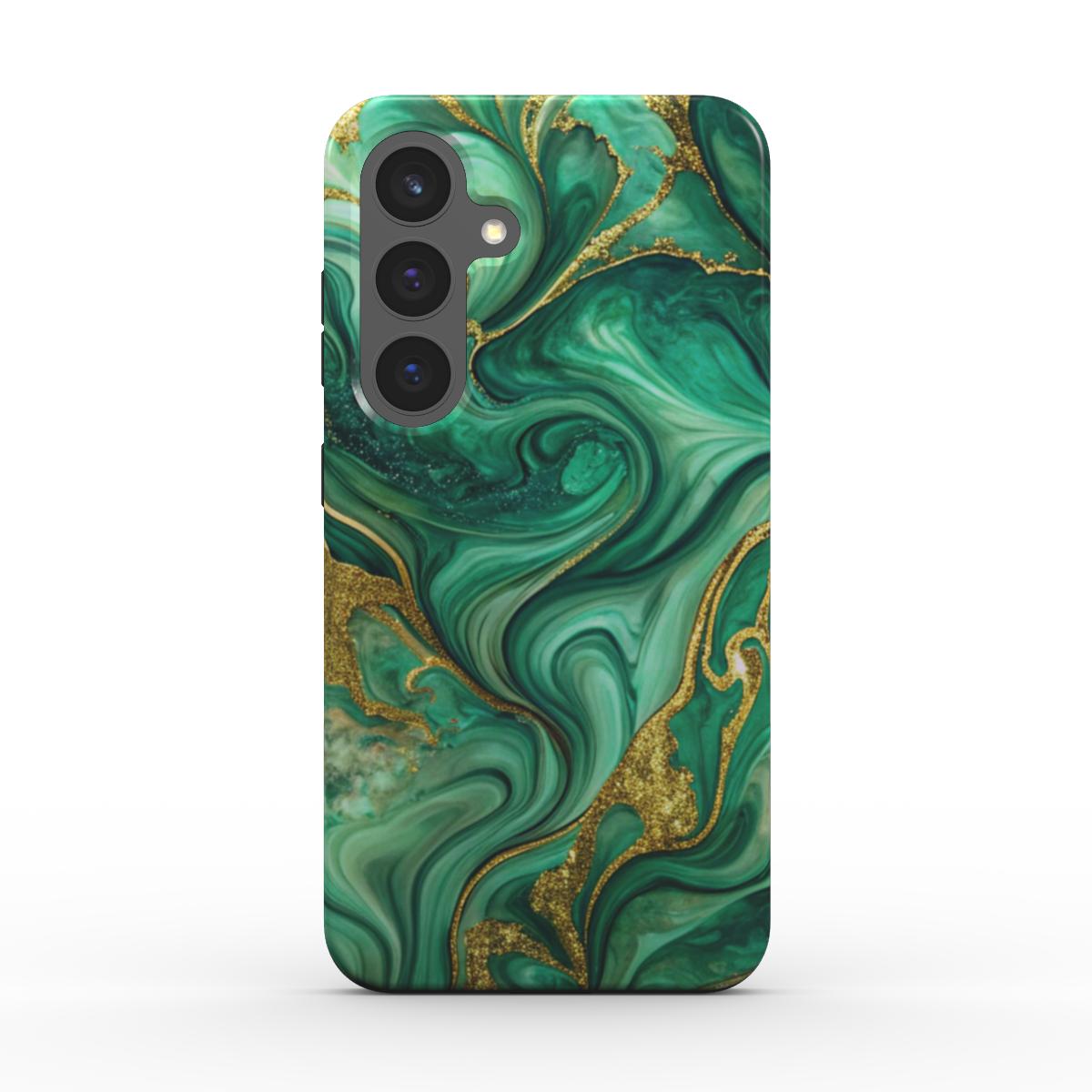 Stoßfeste Handyhülle Liquid Flow Emerald – Schrägansicht