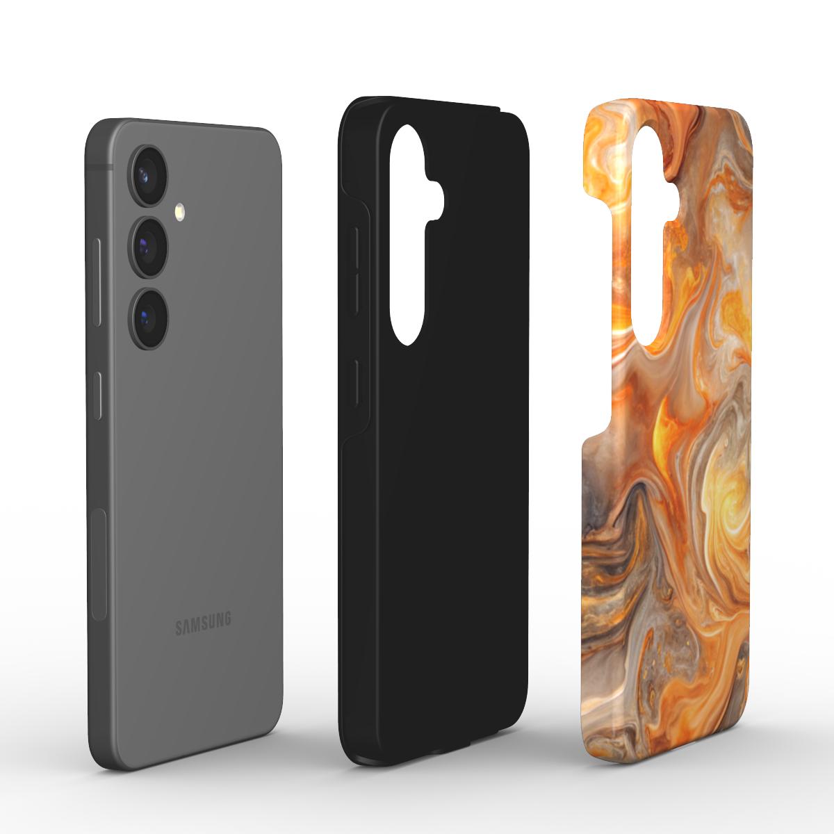 Stoßfeste Handyhülle Liquid Flow Amber Blaze – Explosionsansicht Doppelschicht