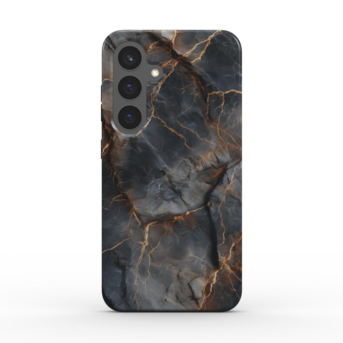 Rückseite „Obsidian Veins“ – detailreiche Marmorstruktur mit goldenen Rissen