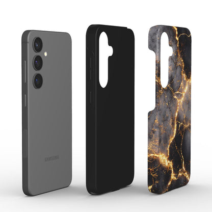 Explosionsansicht Tough Case – Smartphone, TPU-Innenschale, PC-Außenschale im Design „Golden Eruption“